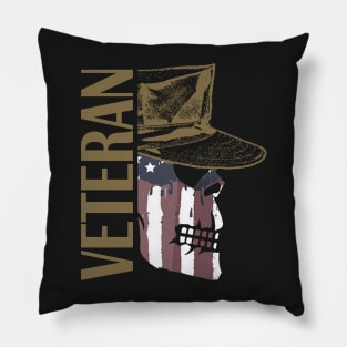 Military Painted American Flag Skull Veteran Pillow