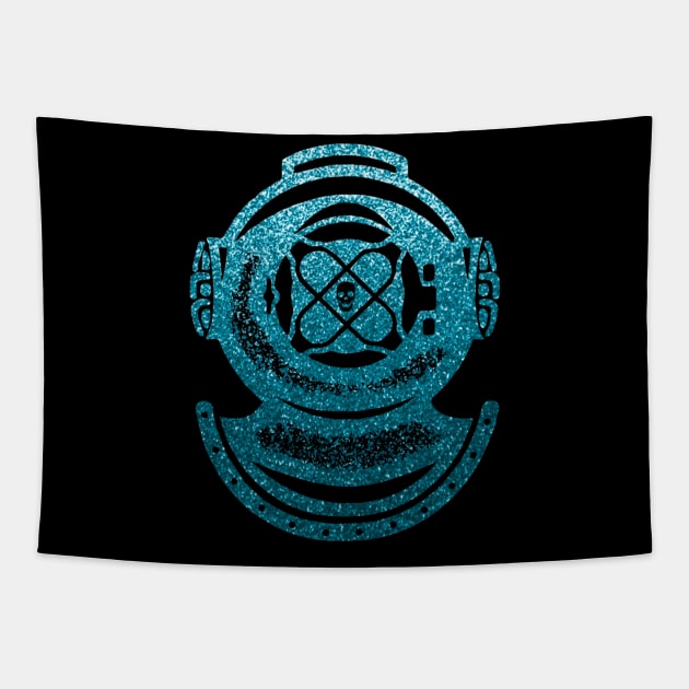 Spooky Diver Diving Helmet Skull Tapestry by Contentarama