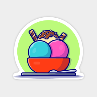 Ice Cream Scoop Cartoon Vector Icon Illustration (2) Magnet