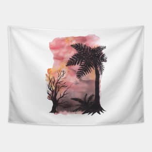 Palm trees and sunset Tapestry