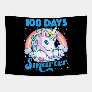 100 Days Smarter Unicorn Girls Teacher 100th Day of School Tapestry