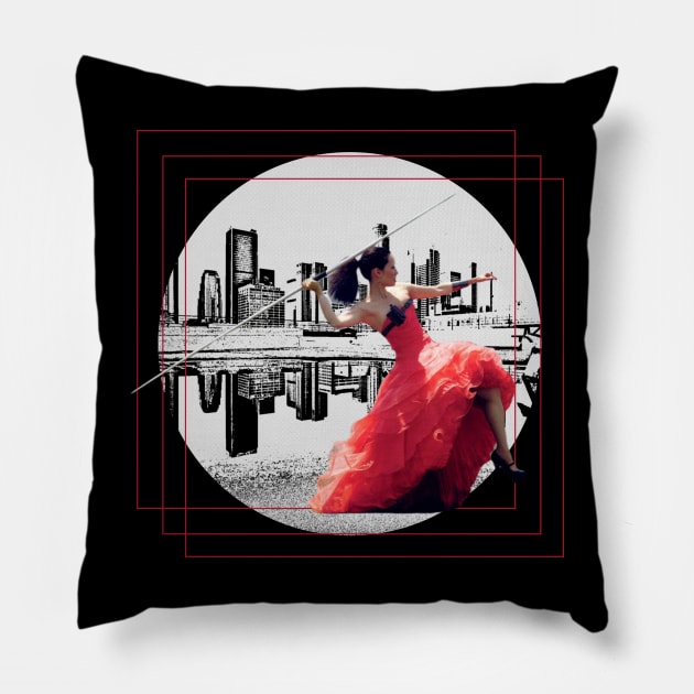 Lucy Liu Javelin Art Deco Pillow by LiunaticFringe