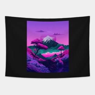 Bear and mountain pink fantasy Tapestry