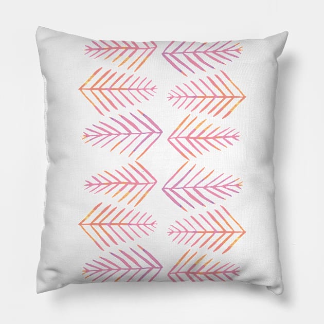 Watercolor pine trees - pink and orange Pillow by wackapacka