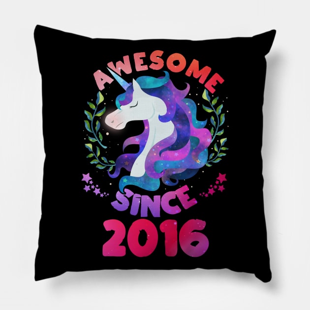 Cute Awesome Unicorn Since 2016 Funny Gift Pillow by saugiohoc994