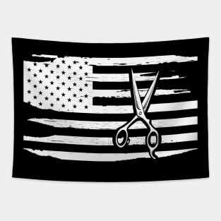 Hairstylist Hairdresser barber - Scissor in American Flag Tapestry