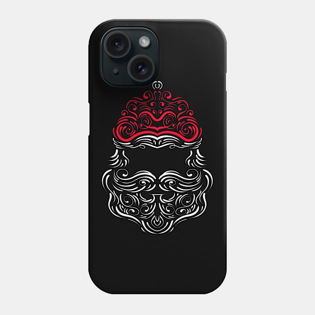 Lineart Ornaments Santas Hat And Beard Merry Christmas Phone Case by SinBle