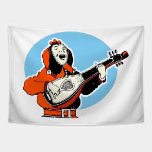 Court clown minstrel playing guitar Tapestry
