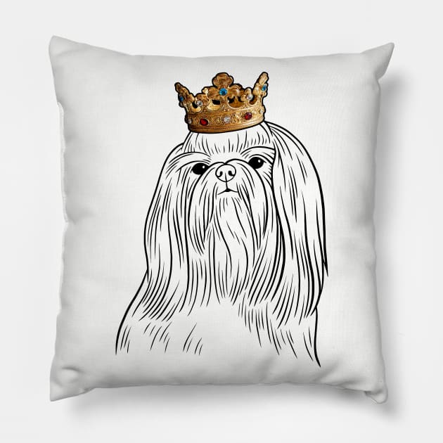 Shih Tzu Dog King Queen Wearing Crown Pillow by millersye