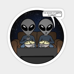 Gray Aliens Watching Earth on TV - Version 2 Magnet