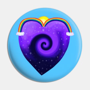 Galaxy Rainbow Solar System Heart Pin