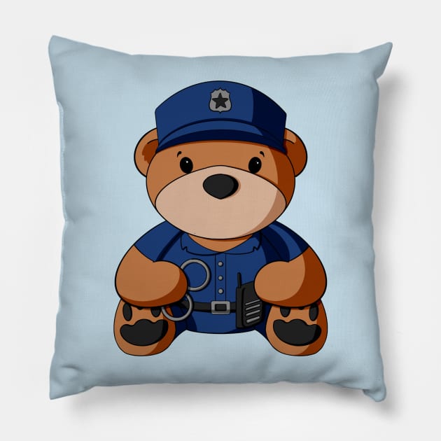 Blue Uniform Police Teddy Bear Pillow by Alisha Ober Designs