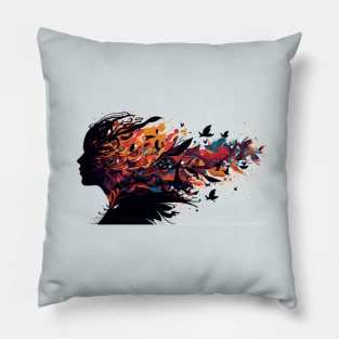 art with girls hair Pillow