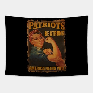 Vintage Rosie the Riveter USA Patriot Strong Tapestry