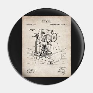Bullet Machine Patent - Gun Enthusiast Firearms Shop Art - Antique Pin