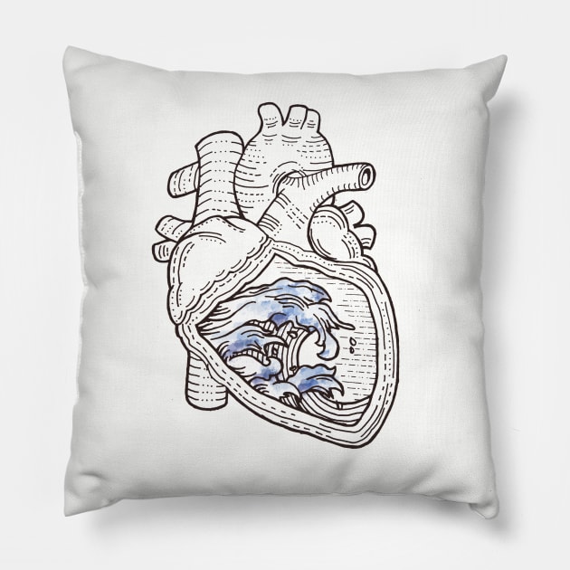 Ocean Heart Pillow by ZuskaArt