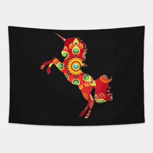 Fire Unicorn Flower Cool Unique Tapestry