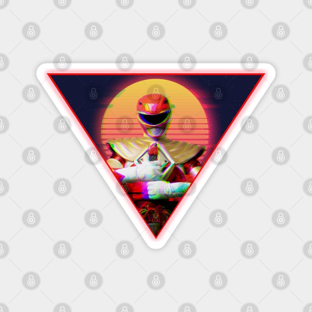 Power Rangers Red Ranger 80s Vaporwave Outrun Magnet by GeekLevelAsian