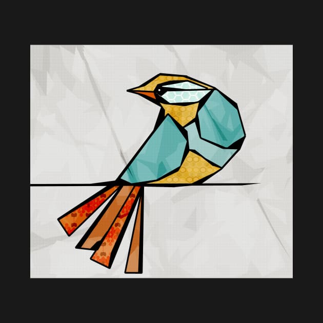 Modern Simple Digital Pop Art Bird in Turquoise by SodaArtStudio