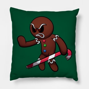 Evil Gingerbread Man Ready For Battle Pillow