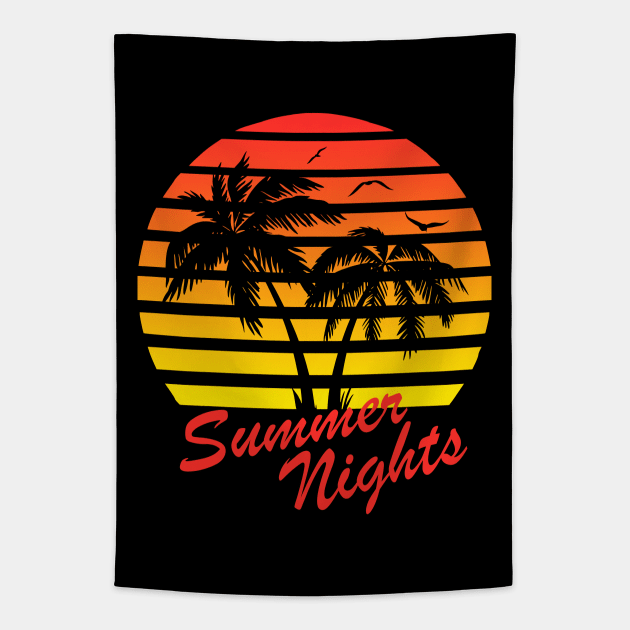 Summer Nights Tropical Sunset Tapestry by Nerd_art