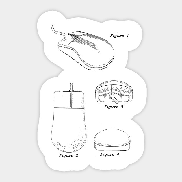 Computer Mouse Vintage Patent Hand Drawing Computer Sticker
