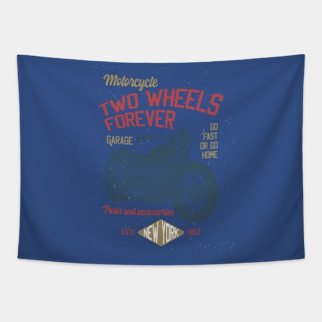 Two Wheels Forever Motorcycle Design Tapestry by Hariolf´s Mega Store