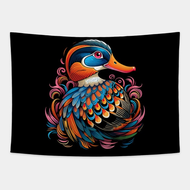 Patriotic Mandarin Duck Tapestry by JH Mart