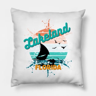 Lakeland Florida Retro Exploding Sunset Pillow