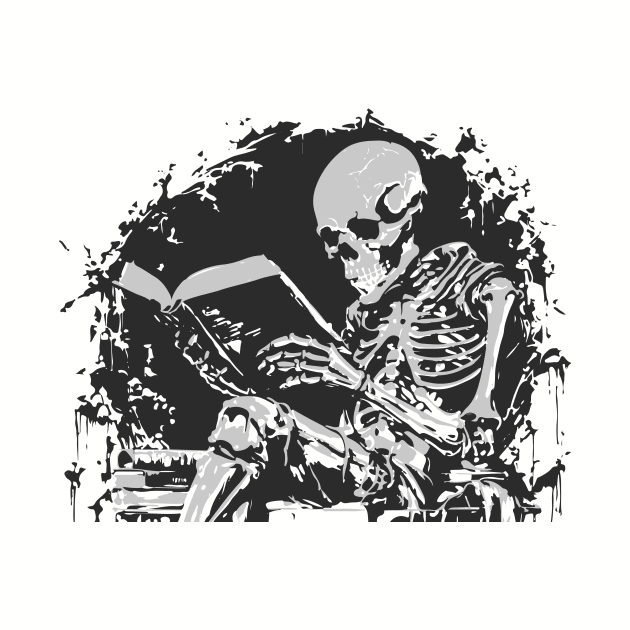 skeleton reading a book by lkn