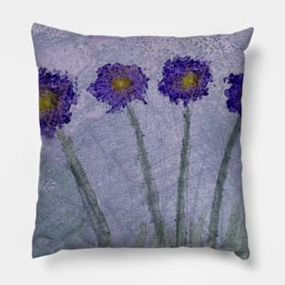 Purple Flowers Watercolor Painting Pillow