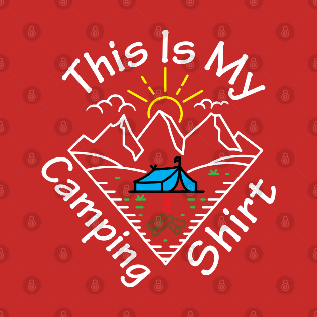 This Is My Camping Shirt Funny Triangle Colour Line art retro design by Surfer Dave Designs