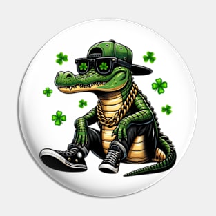 Alligator Lucky Clover St. Patrick's Day Pin