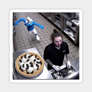 Blue Smurf chase Post Malone in pizzeria Magnet