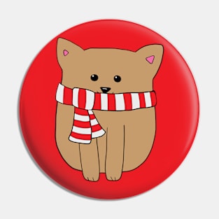 Kitty in Candy Cane Scarf Pin