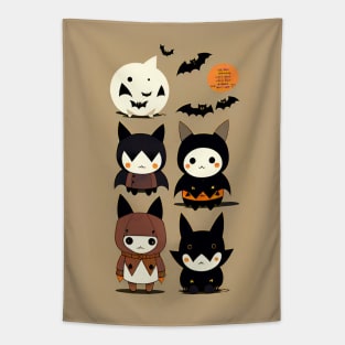 Halloween Bats and Ghosts Tapestry