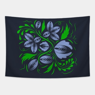 Folk flowers floral art print Flowers abstract art Tapestry