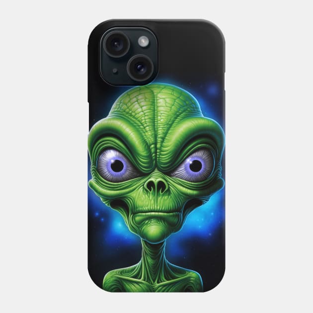 Green Alien Outer Space I Seeing You Phone Case by Juka