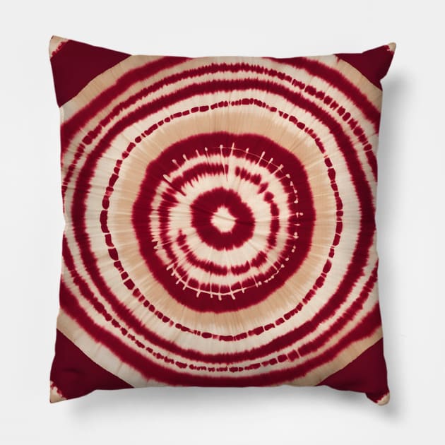 Maroon Red Shibori Circle Tie Dye Pattern Pillow by craftydesigns