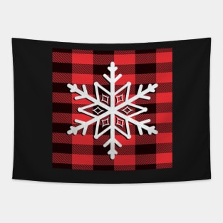 Buffalo Red & Black Plaid, Donut Design Wintertime Design Snowflakes & Flannel Cozy Winter Tapestry