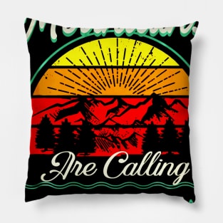 Mountains Are Calling & I Must Go Retro Vibe Hiking Pillow
