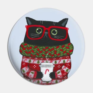 Christmas Coffee Cat Pin