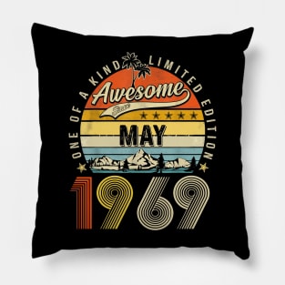 Awesome Since May 1969 Vintage 54th Birthday Pillow