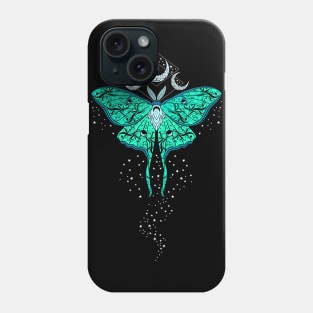 Celestial Magic Luna Moth in Teal Phone Case