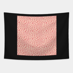 Living Coral White Leopard Animal Print Tapestry