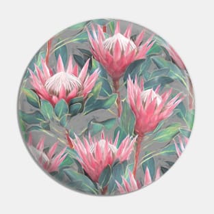 Painted King Proteas on Cream Pin