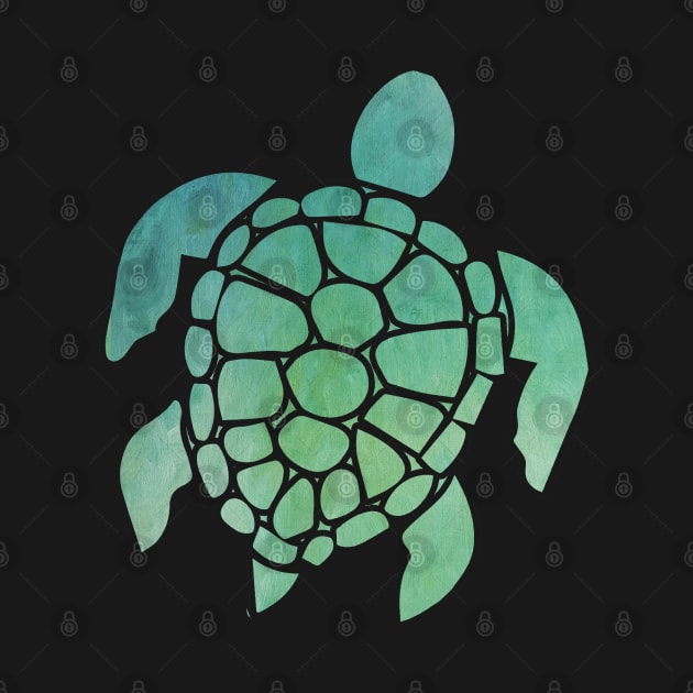 Sea Turtle Design in Blue and Green Paint Strokes Pattern by PurposelyDesigned