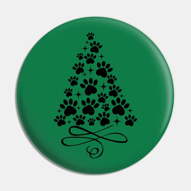 Dog Paw Christmas Tree - Black Pin by Young Designz