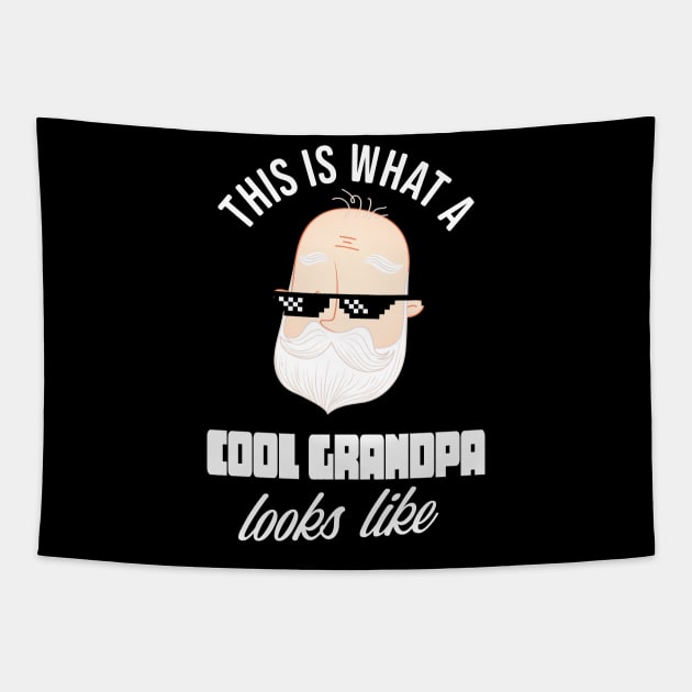 Cool Grandpa Pixel Sunglasses Outfit Fun Tapestry by Foxxy Merch