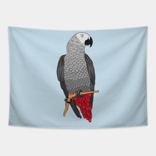 African grey parrot cartoon illustration Tapestry